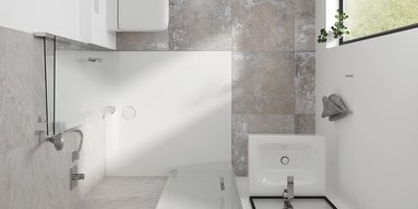 Ein kleines Badezimmer von oben